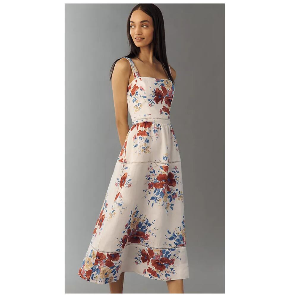 NEW Reformation Everett Linen Midi Sundress Size 4